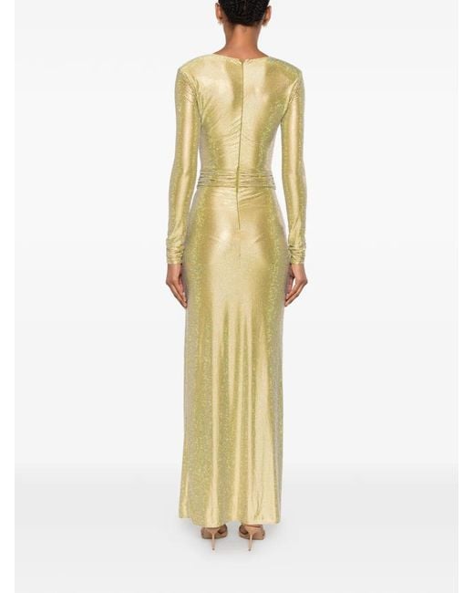 Miron Metallic Crystal-Embellished Front-Slit Dress