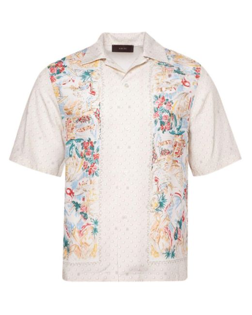 Camisa bowling hawaiana con lunares Amiri de hombre de color White