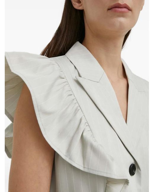 Abito Corto Gessato Con Arricciature di Bruuns Bazaar in White