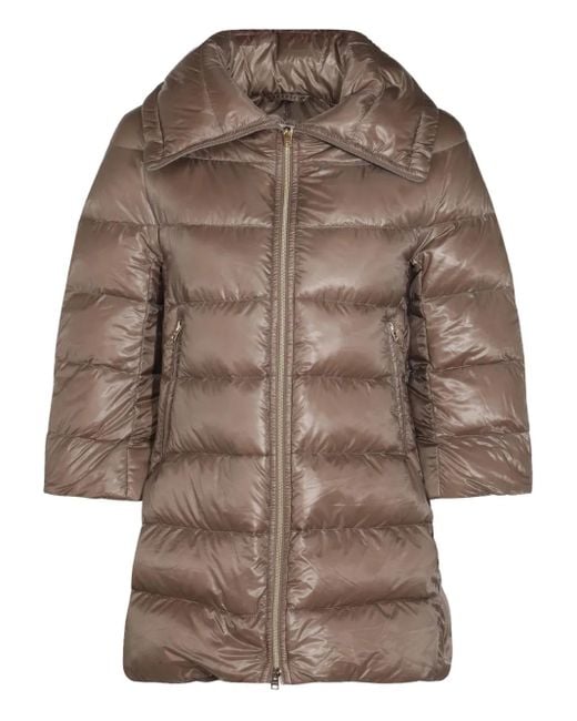 Herno Quilted Zip-up Coat Brown