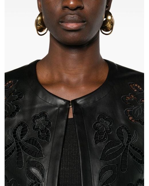Liu Jo Black Guipure Lace-detailing Cropped Jacket
