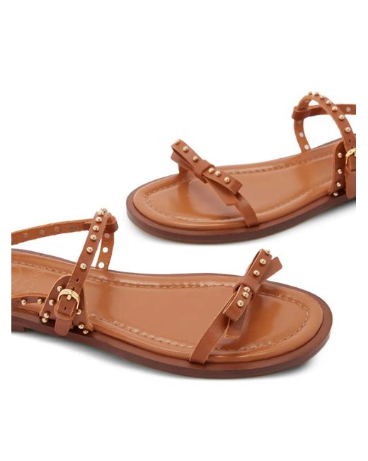 Odissi White Jackie Bow-Detail Leather Sandals