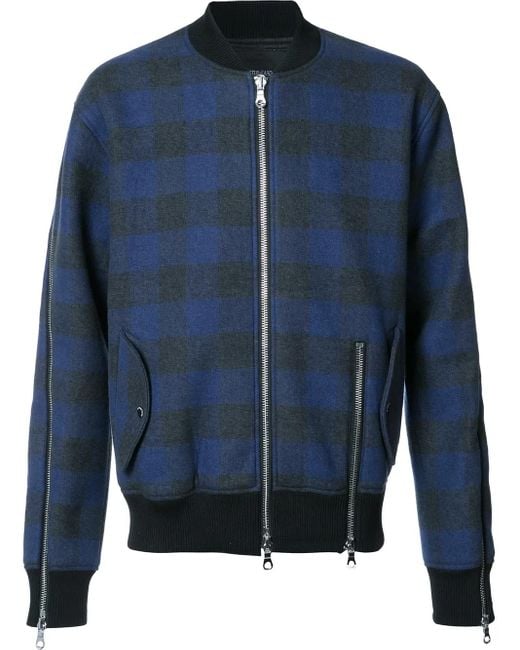 Mostly Heard Rarely Seen Blue Plaid Bomber Jacket for men