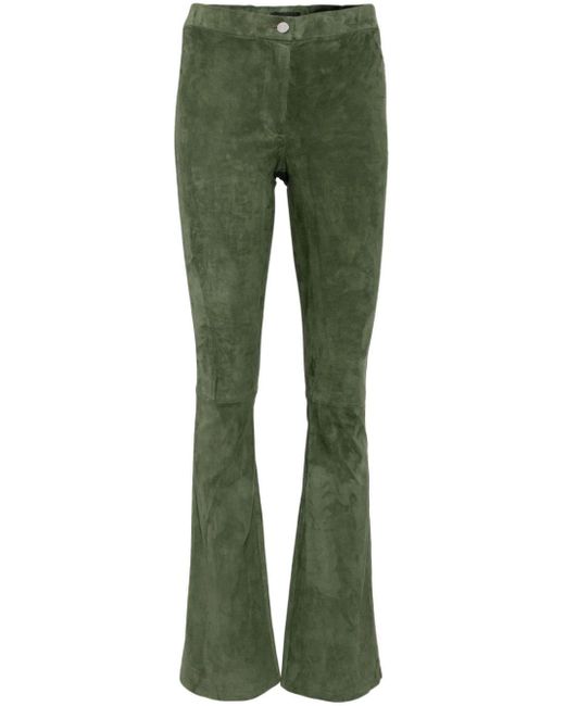 Arma Green Suede Flared Trousers