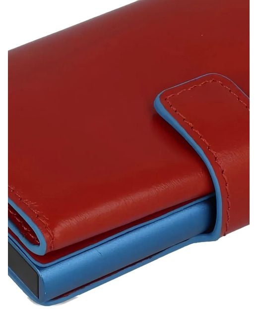 Piquadro Red Metal Leather Cardholder