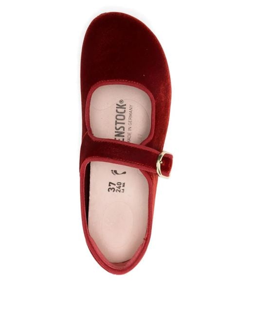 Birkenstock Red Santa Clarita Buckled Ballet Flats