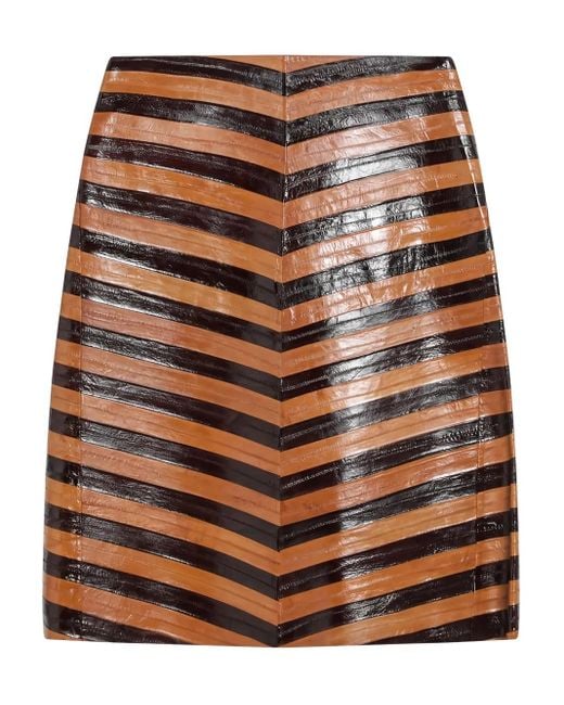 Minigonna A Righe di Fendi in Brown