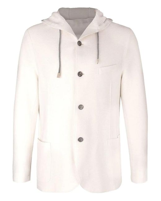 Eleventy Hooded buttoned jacket in Natural für Herren