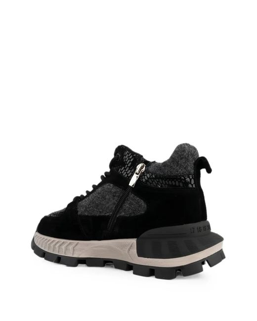Linda Baumann Black Snakeskin-Effect Panelled Sneakers