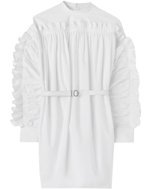 Jil Sander White Ruffled-detail Cotton Minidress