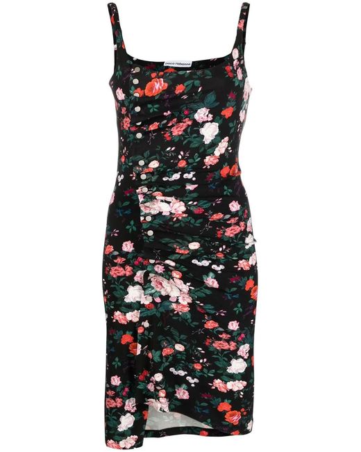 Rabanne Black Floral-Print Sleeveless Mini Dress
