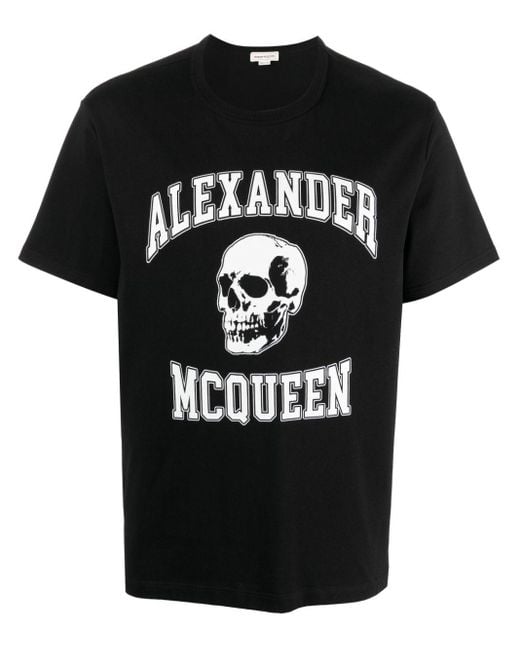 Camiseta con logo Alexander McQueen de hombre de color Black