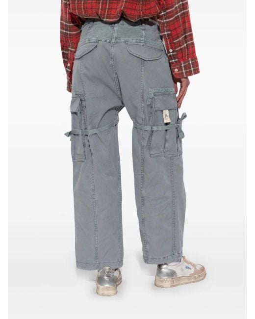 R13 Gray Cropped Cargo Trousers