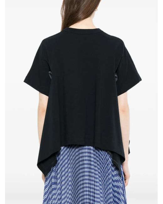 Sacai Black Exposed-Seam Cotton T-Shirt