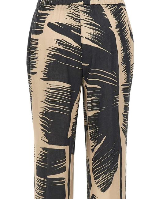 Kaos Natural Brushstroke Print Straight Trousers