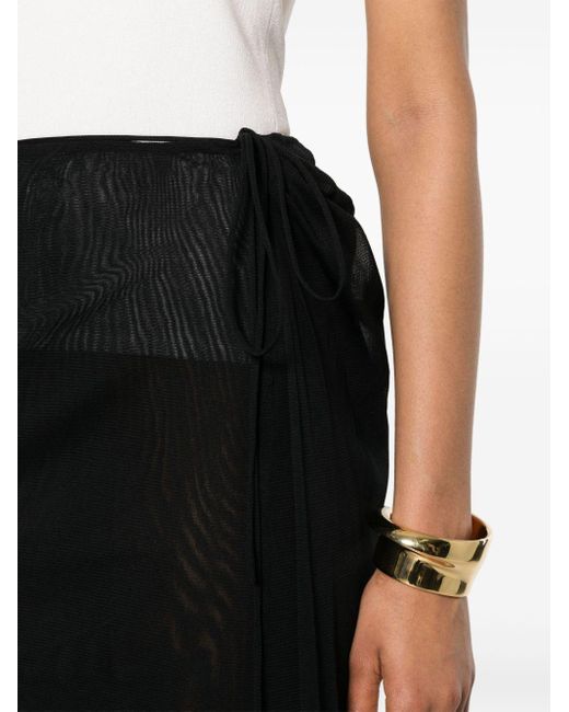 Saint Laurent Black Semi-sheer Long Wrap Skirt