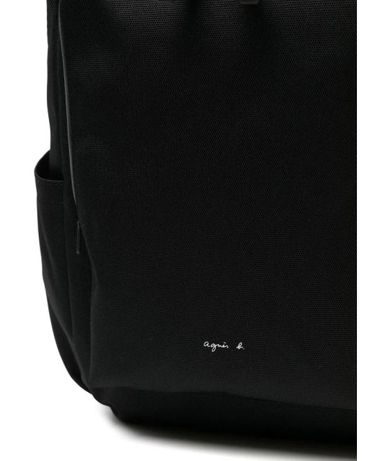 Agnes B. Black Logo-Print Zip-Up Backpack for men