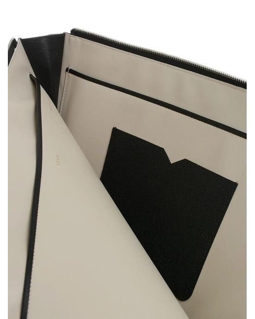 Valextra Black Leather Zip-Around Clutch Bag