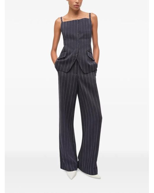 Jonathan Simkhai Blue Pinstripe-Patterned Trousers