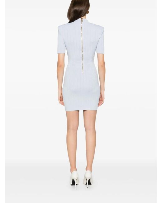 Balmain White Midi Dress With Buttons