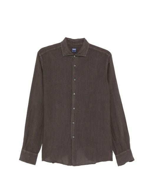 Fedeli Brown Nick Slub-Texture Shirt for men