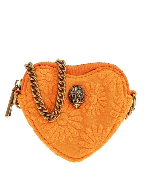 Kurt Geiger Orange Heart-Shape Floral Cross Body Bag