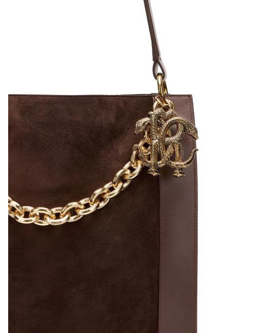 Roberto Cavalli Brown Schultertasche mit Kettenverzierung