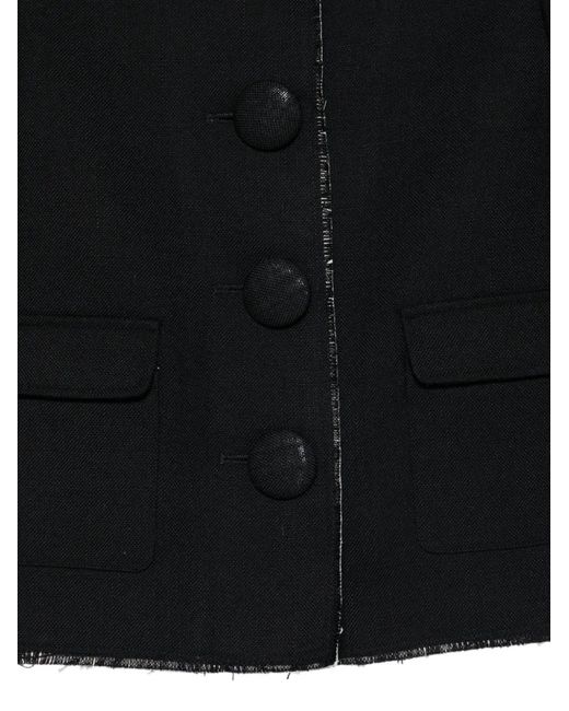 ShuShu/Tong Black Frayed Collared Jacket