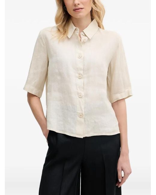 Benetton White Button-Fastening Short-Sleeve Shirt