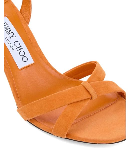 Jimmy Choo Pink Elsy 70 Sunset Suede Crossover Slingbacks Sandals