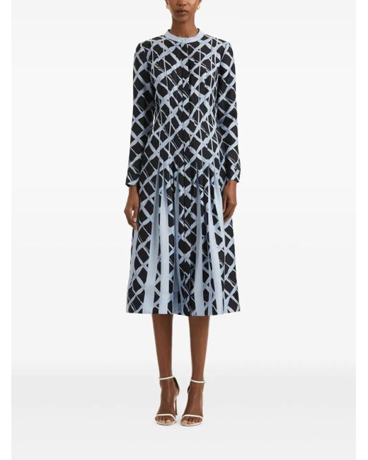 Oscar de la Renta White Pleated Midi Dress