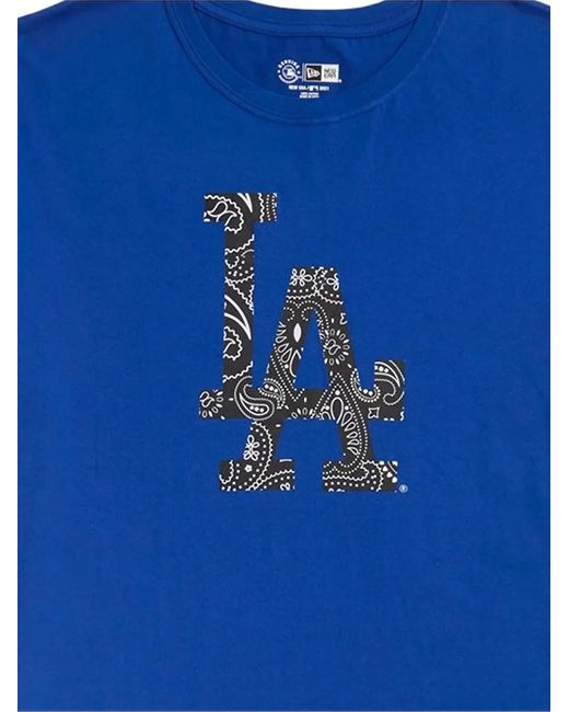 KTZ Blue Mlb La Dodgers Paisley Elements Short-Sleeve T-Shirt for men