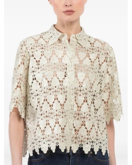FRAME White Scalloped-Hem Shirt