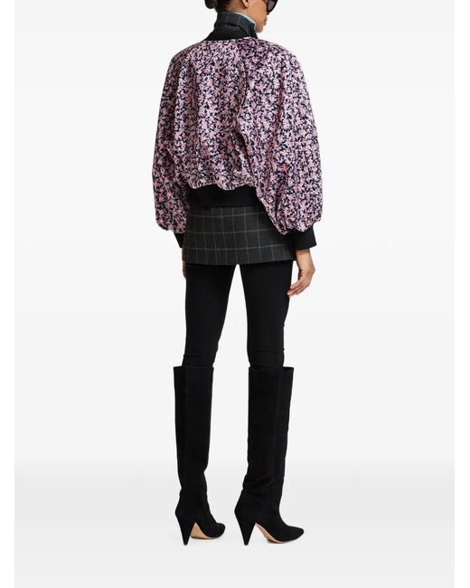 Essentiel Antwerp Purple Kryo Floral-Print Bomber Jacket