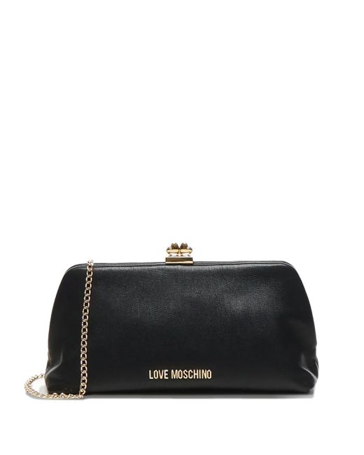 Love Moschino Black Logo-Plaque Clutch Bag