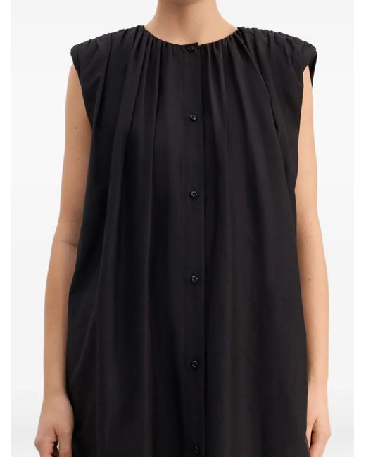 Loulou de Saison Black Button-Fastening Midi Dress