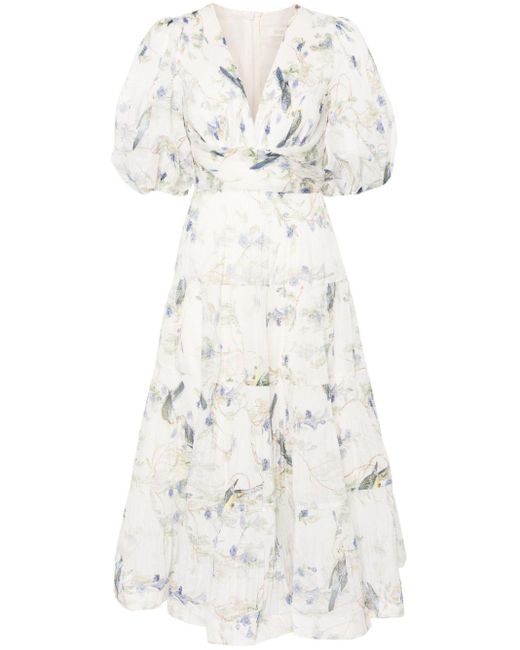 Zimmermann White Printed Midi Dress