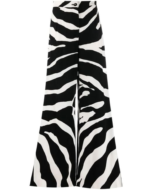 Dolce & Gabbana White Zebra-Print Flared Trousers