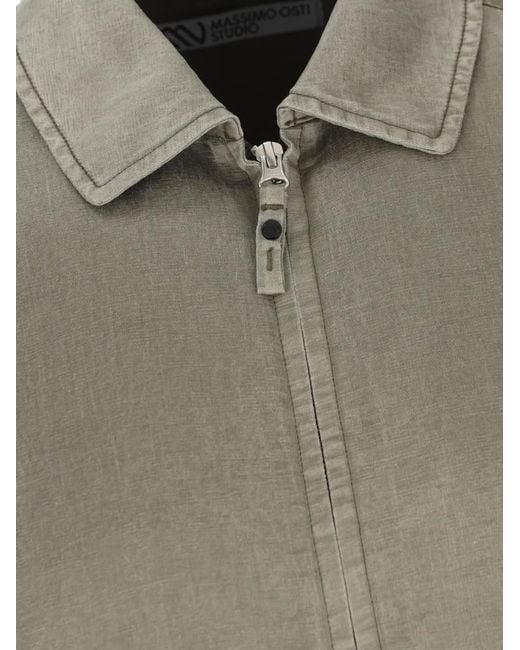 Massimo Osti Studio Gray Logo-Patch Zip-Up Jacket for men