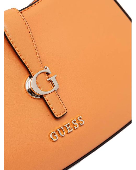 Guess Orange Carrie Logo-Plaque Shoulder Bag