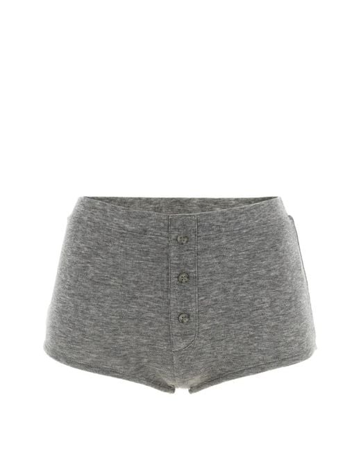 Entire studios Gray Booty Ribbed-Knit Mini Shorts