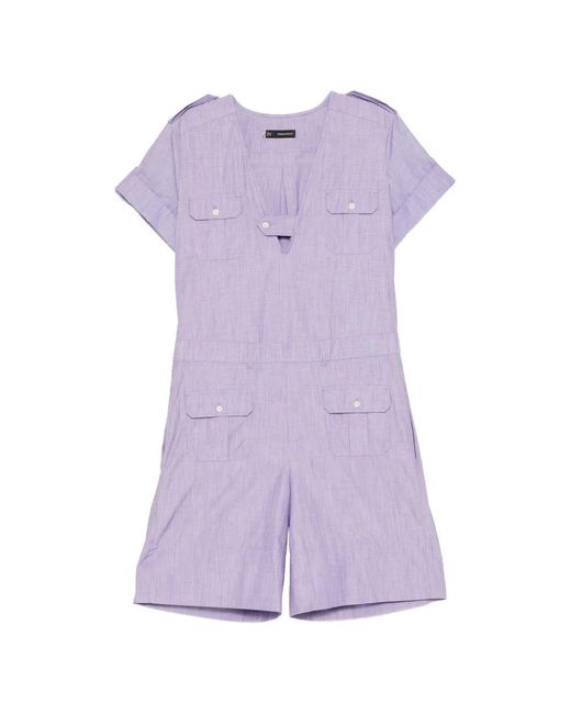 DSquared² Purple Epaulette-Detail Cargo Jumpsuit