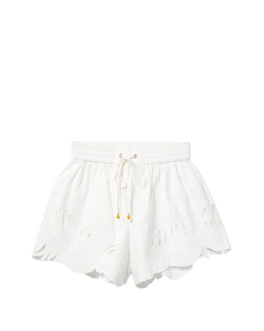 Zimmermann White Mahon Cotton Shorts