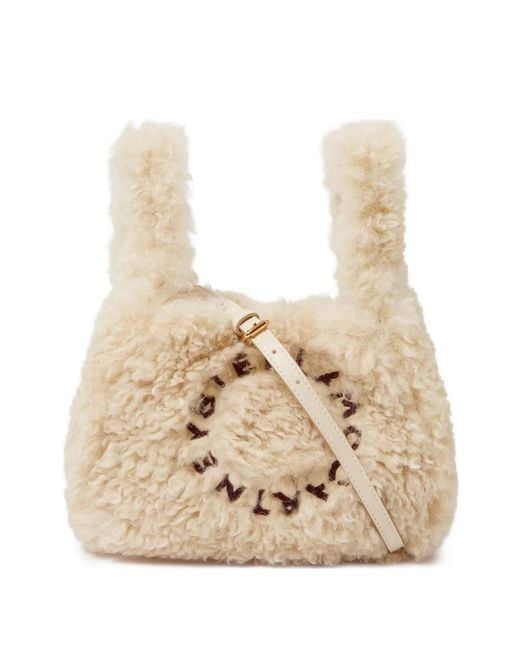Stella McCartney Natural Stella Logo Faux-Shearling Tote Bag