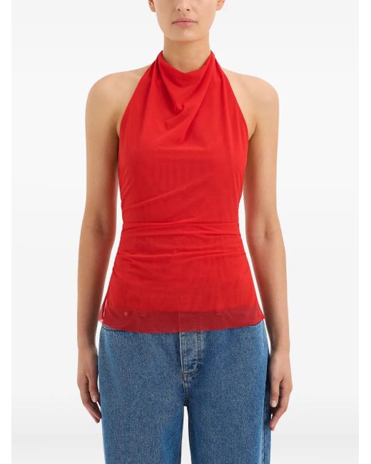 Sir Draped Sleeveless Top Red
