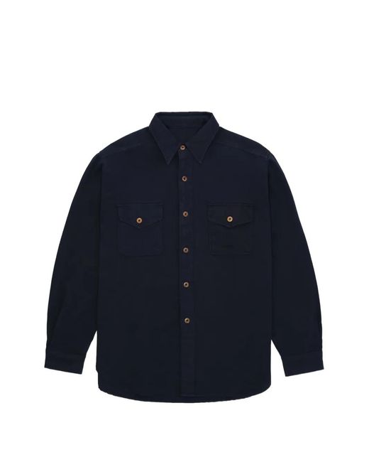 Fortela Blue Cpo Buttoned Pockets Overshirt for men