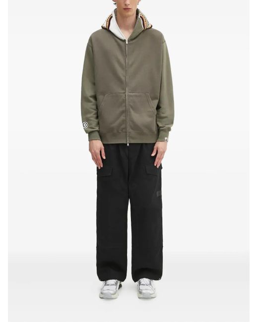 A Bathing Ape Gray Shark-Pattern Hoodie for men
