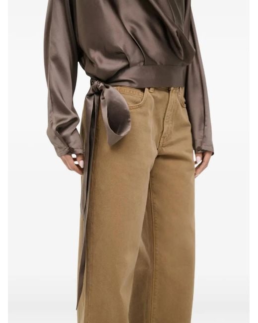 Staud Brown Phoebe Silk Top