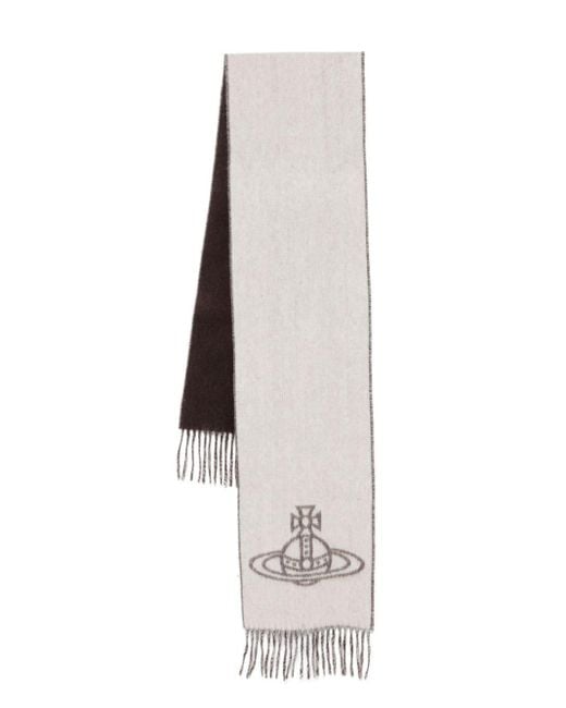 Vivienne Westwood White Orb Jacquard Wool Scarf