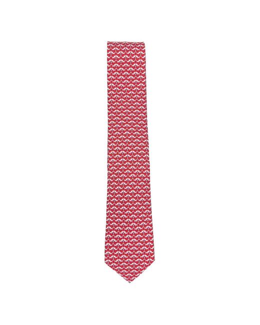Ferragamo Pink Fox-Pattern Silk Tie for men